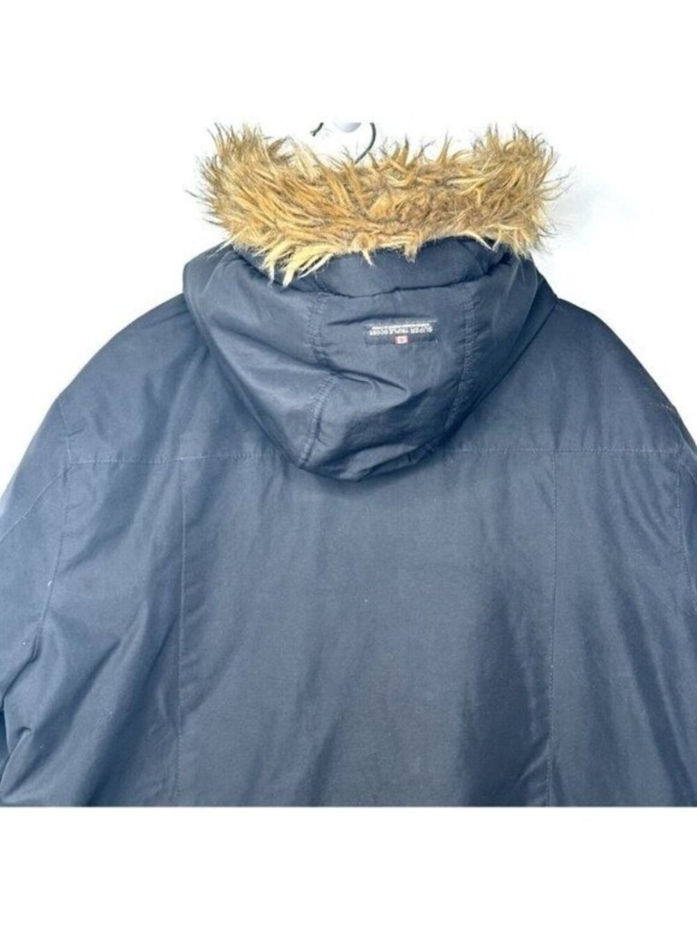Canada Weather Gear Mens Down Parka Jacket Black Fur Hood Insulated Winter Sz L - Picture 6 of 15